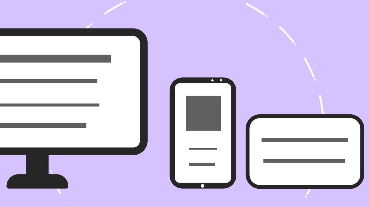 why-choose-us Vector icons with modern phone near computer monitor and credit card with gray lines on purple background